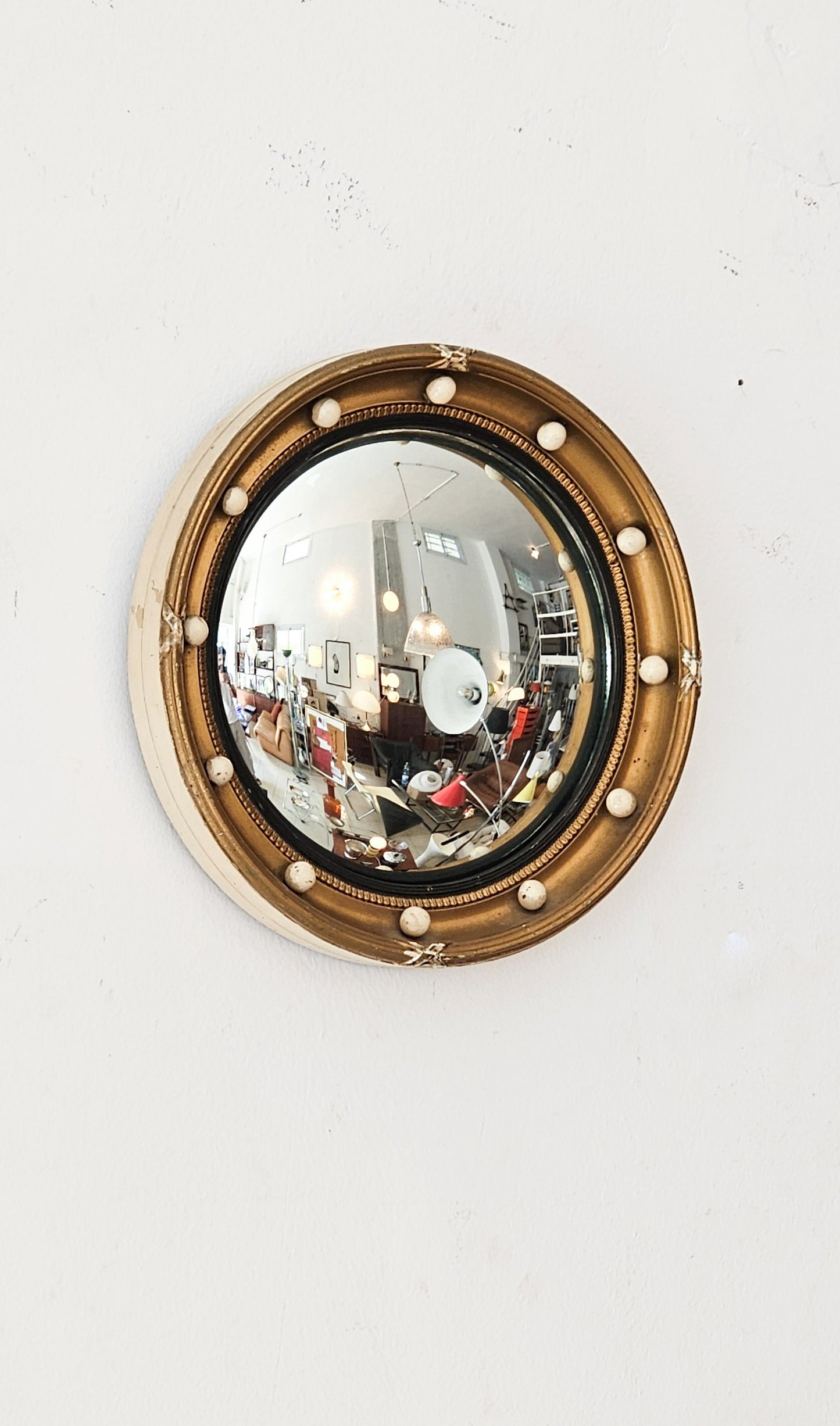 Vintage Butler’s Mirror with Gold Frame, 20th Century