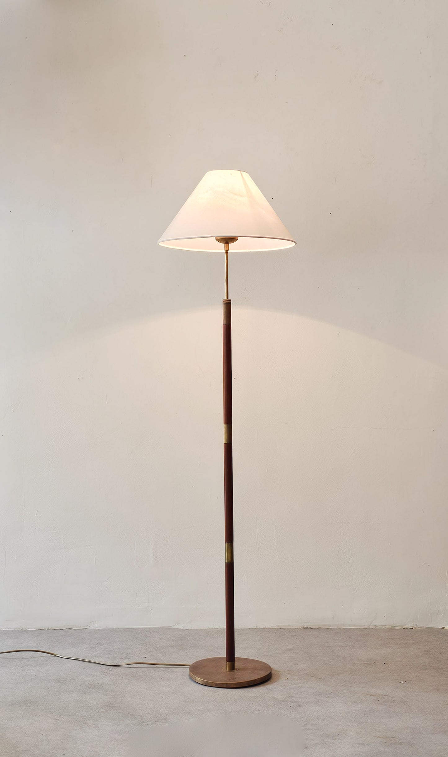 Mid-Century Danish Floor Lamp in Teak & Brass, 1960s